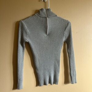 Vintage Grey silver ribbed long sleeve sparkle metallic turtle neck size medium